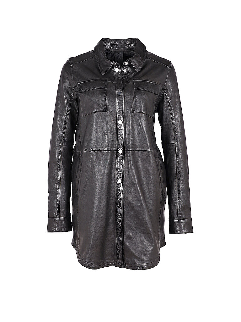 GIPSY BY MAURITIUS Lederhemd Oversized Fit Miha schwarz | S